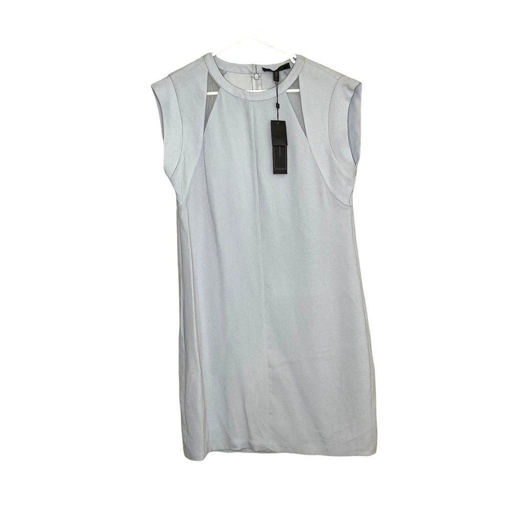 BCBG ALYCIA Cocktail Dress Sheer Cut Out Mini Smoke Gray NWT 6 - Picture 2 of 11
